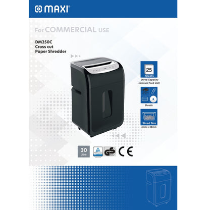 Maxi DM250C Cross Cut Shredder – Heavy-Duty Paper Shredding for Office &amp; Home Use