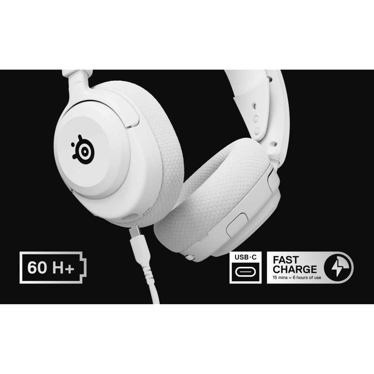 SteelSeries Arctis Nova 5 Wireless Headphones, 40mm Neodymium Drivers, Clear Cast Gen 2.x, Retractable Boom, 360° Spatial Audio, Quick-Switch Wireless, White