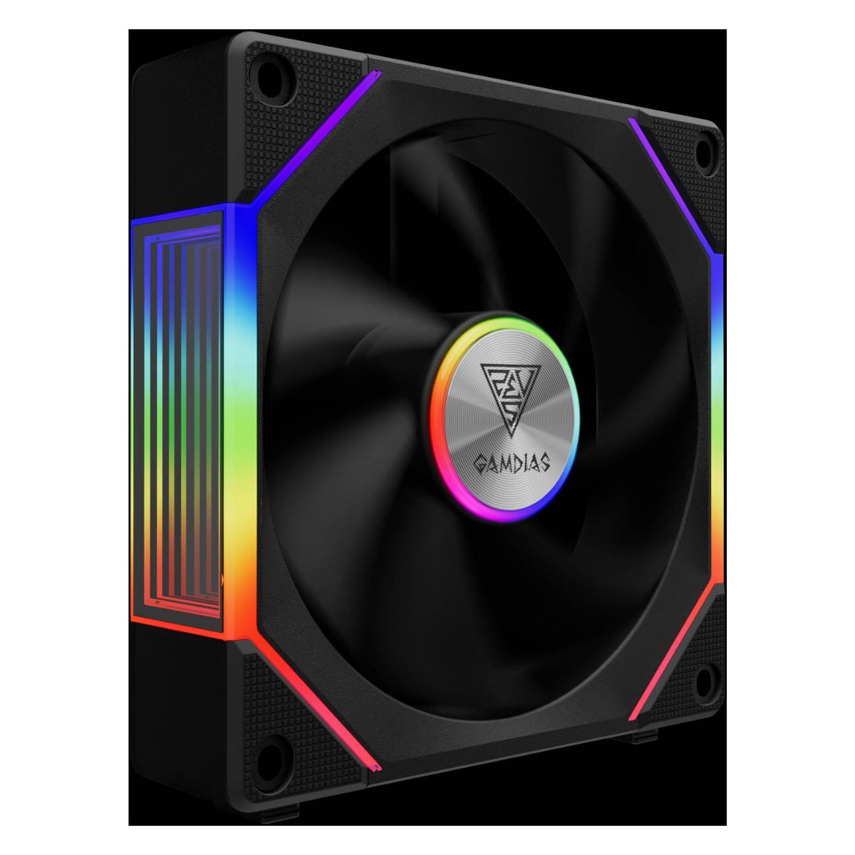 GAMDIAS AEOLUS P2-1201 ARGB PWM Cooling Fan | 120mm | 74.97 CFM Airflow | 1000–2400 RPM | 3.1 mmH₂O Air Pressure | USB Control | Black