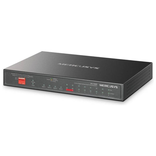 MERCUSYS MS112GMP 12-Port Gigabit PoE+ Desktop Switch | 8 PoE+ Ports | 110W Power Budget | 2 Gigabit RJ45 Ports | 2 SFP Slots | 802.3af/at
