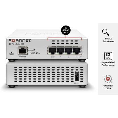 Fortinet FortiGate-30G Firewall – Network Security Appliance, 800Mbps IPS, 500Mbps Threat Protection, 1 Year FortiGuard UTP & FortiCare Premium