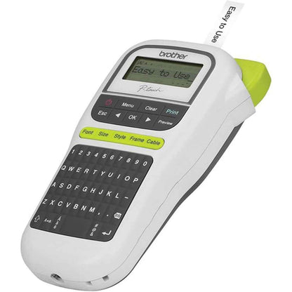 Brother PT-H110 Handheld Label Printer with Graphical Display, Up to 120mm TZe Tape, 20mm / sec Print Speed, ENG, ARB, Farsi QWERTY K/B, 3 Fonts & 250 Symbols, One-Touch Keys, ‎Black-White | PTH110