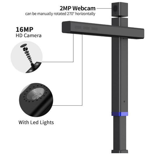 CZUR Shine Surface Pro Professional Document Scanner | 16MP Document Camera | 2MP Webcam | A3 Book Scanner