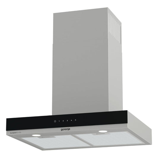 Gorenje WHT644EXGB Built-In Wall Cooker Hood, 60cm, 557m³/h Extraction Rate, T-Shape Design, LED Lighting, Stainless Steel&nbsp;