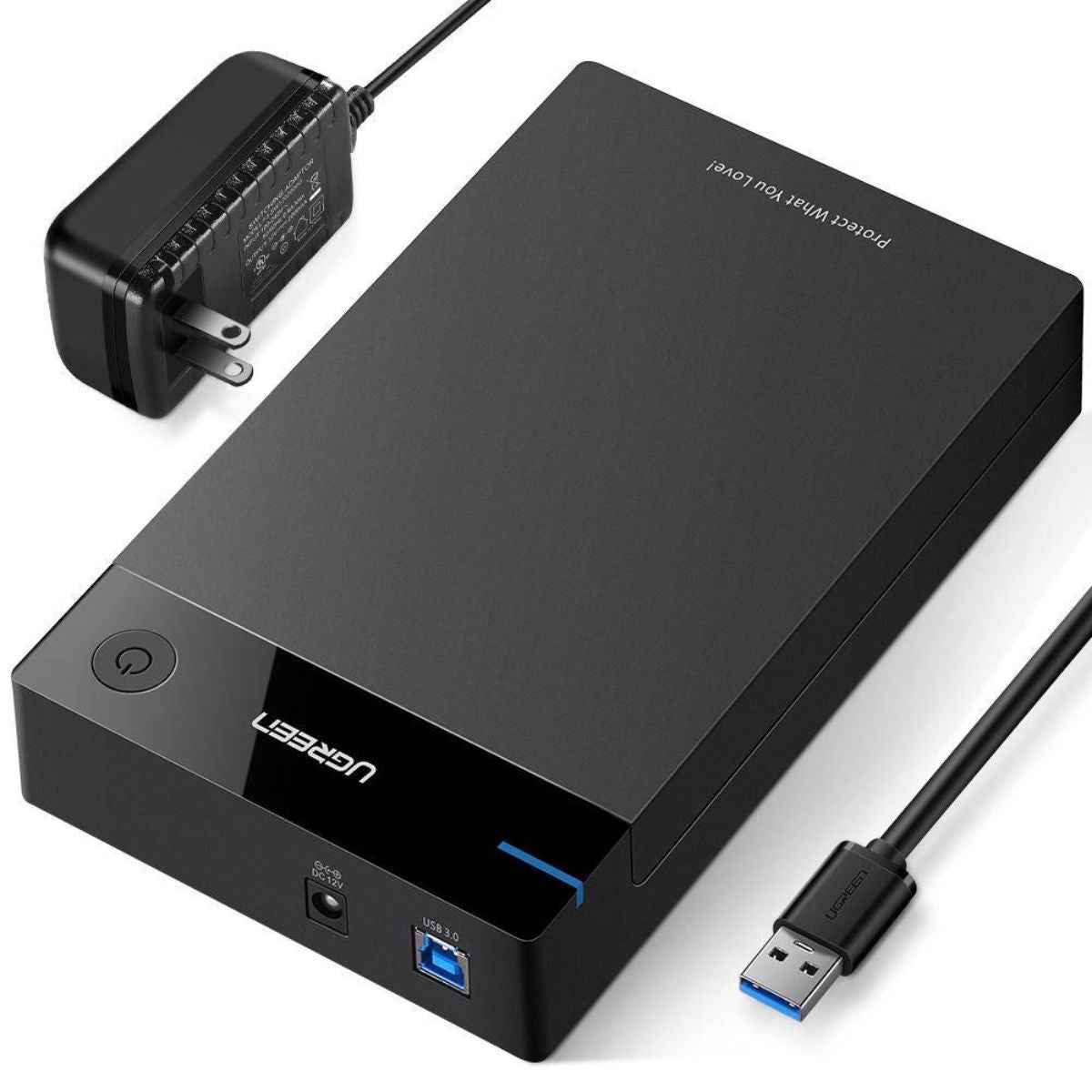 Ugreen USB 3.0 3.5'' Hard Drive Enclosure, 5Gbps Data Transfer, SATA I/II/III Support, Plug & Play, Black