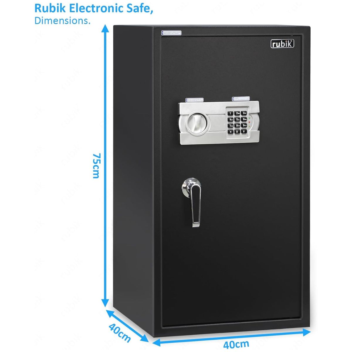 Rubik Safe Box Large with Digital Keypad and Key Lock, Security Locker for Money Files folder Documents Jewelry Home Office RB75EG (Size 75x40x40cm) Black