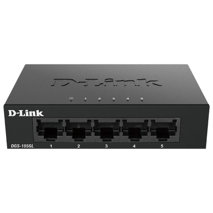 D-Link 5-Port Gigabit Unmanaged Desktop Switch, Metal Casing, Energy Efficient, Fanless, Supports 10 Gbps, 3.55 Watts Power, 10 Gbps Switching Fabric, Black | DGS-105GL
