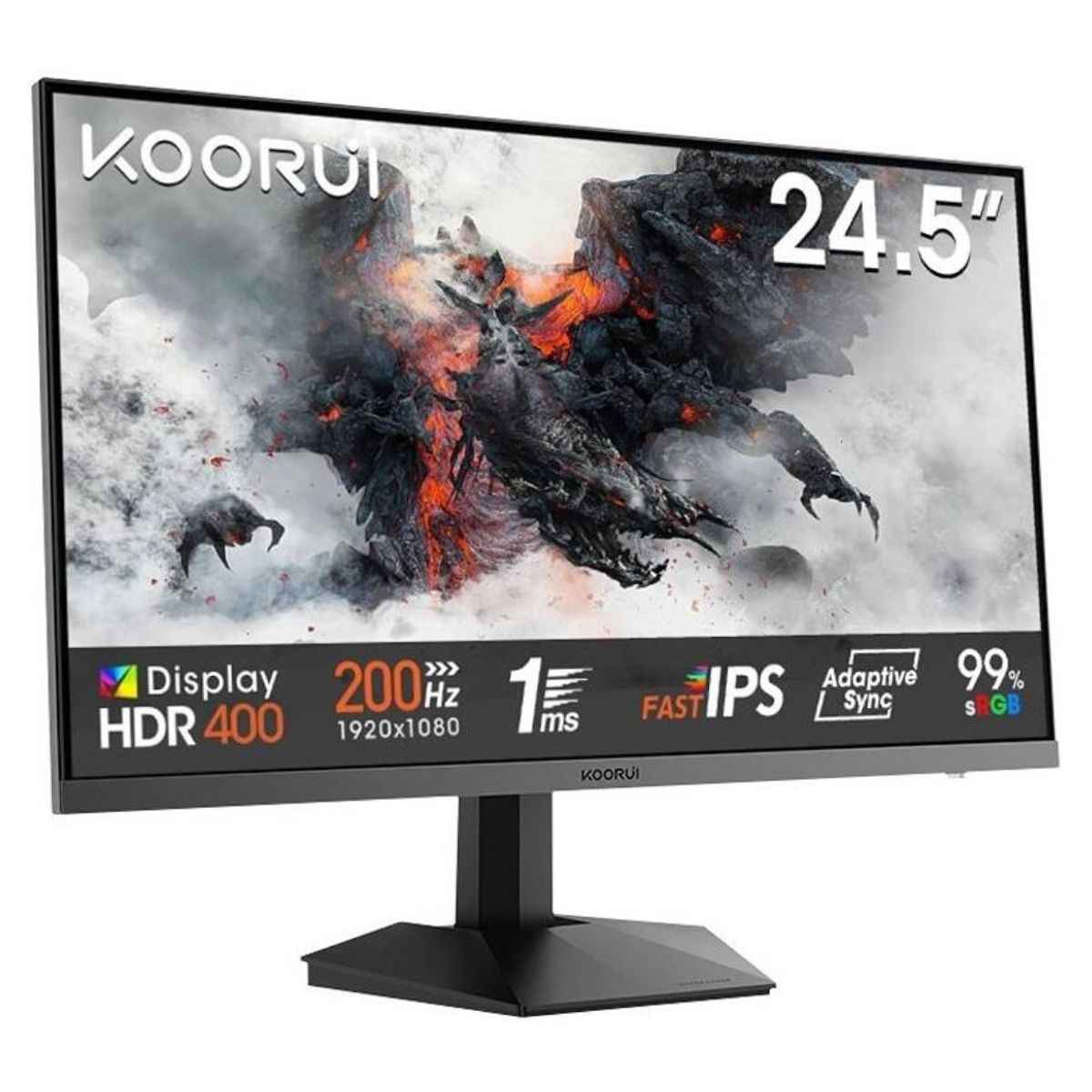 KOORUI G2511P 25'' Gaming Monitor – FHD IPS Display, 200Hz Refresh Rate, 1ms MPRT, Adaptive Sync