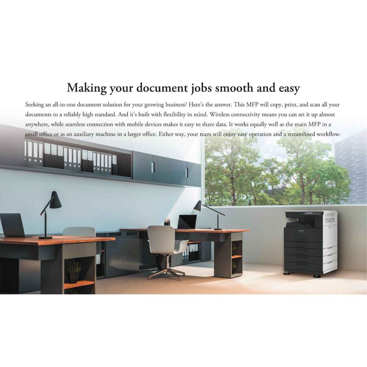 Sharp BP-20M24L A3 Black & White Digital Multifunction Printer – 24 ppm Print/Copy, Network Print, Duplex, 600×600 dpi, 1,850-Sheet Capacity