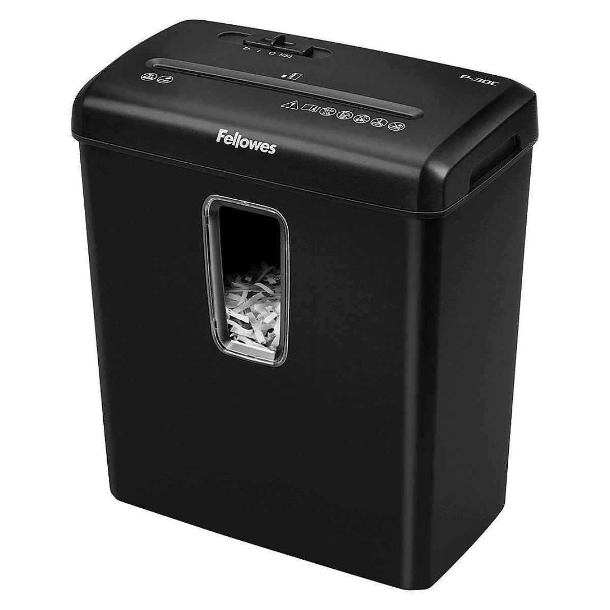 Fellowes Powershred P-30C Cross-Cut Paper Shredder | 6 Sheet Capacity | P-4 Security Level | 4 x 34mm Cross-Cut Particles | 15L Bin | Black