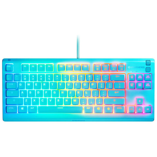 SteelSeries Apex 3 TKL Wired Membrane Gaming Keyboard – Liquid / Aqua Edition, 8-Zone RGB, Whisper Quiet Switches, Spill Resistant