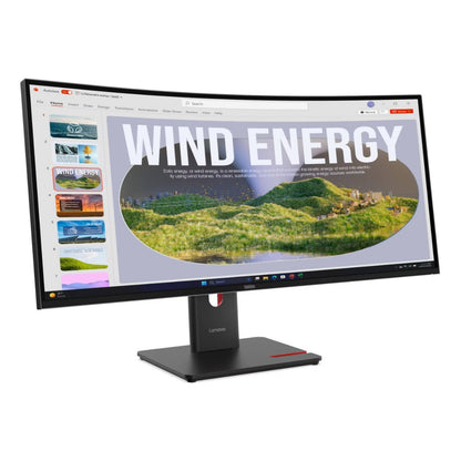 Lenovo ThinkVision T34WD-40  34" Monitor, VA Display, WQHD Resolution, 120Hz Refresh Rate, 4ms (Extreme Mode) Response Time, 1500R Curvature, 16.7m Color Display, Black
