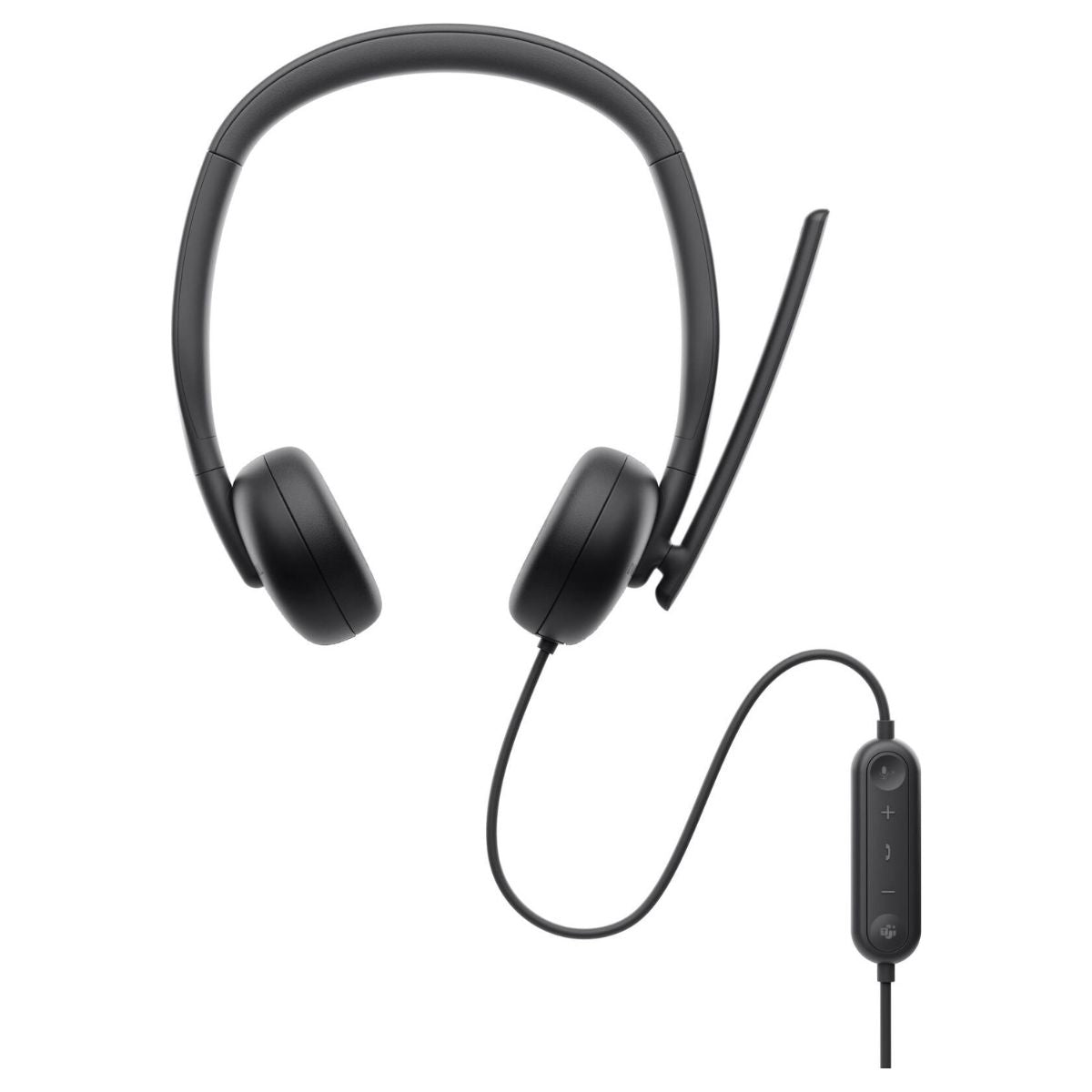 Dell WH3024 Wired On-Ear Headset | 28mm Speakers | Passive Noise Cancellation | AI Beam Forming | USB Type-C | 2m Cable | Black | 520-BBDS