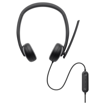 Dell WH3024 Wired On-Ear Headset | 28mm Speakers | Passive Noise Cancellation | AI Beam Forming | USB Type-C | 2m Cable | Black | 520-BBDS