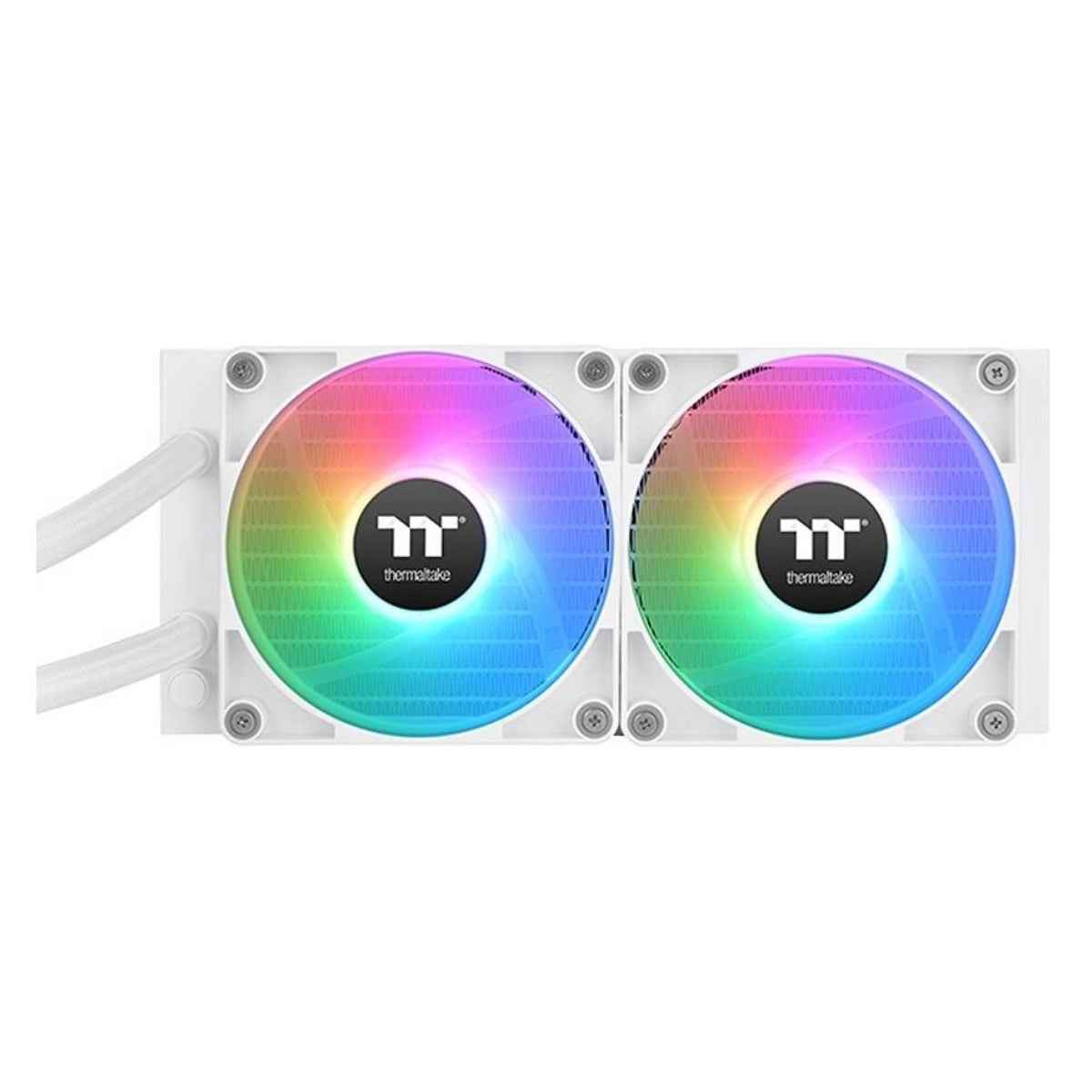 Thermaltake TH240 V2 Ultra ARGB Sync AIO Liquid CPU Cooler – 2×120mm PWM Fans, 2.1" LCD Display, 57.05 CFM, White | CL-W404-PL12SW-A