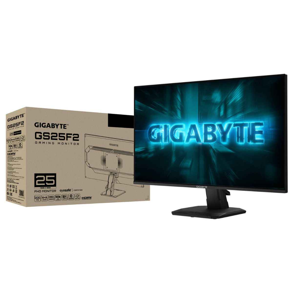 GIGABYTE GS25F2A 25'' Gaming Monitor – SS IPS FHD, 240Hz, 1ms (GtG), AMD FreeSync Premium, HDR Ready | GS25F2A