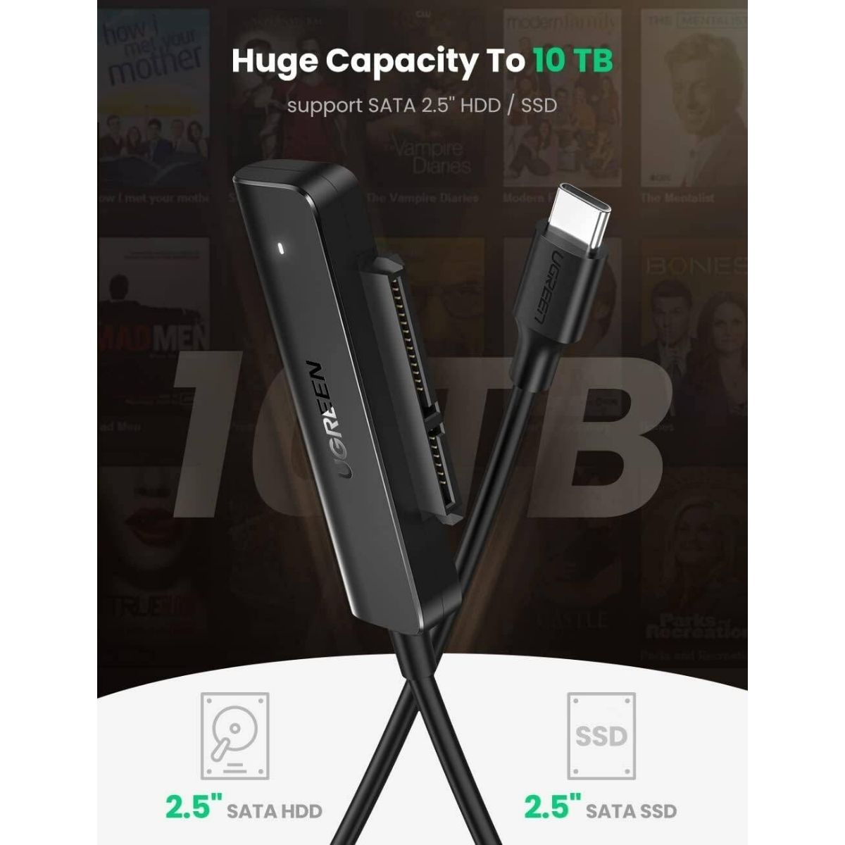 UGREEN CM321 USB-C 3.0 to 2.5-Inch SATA Converter | 50cm | 70610