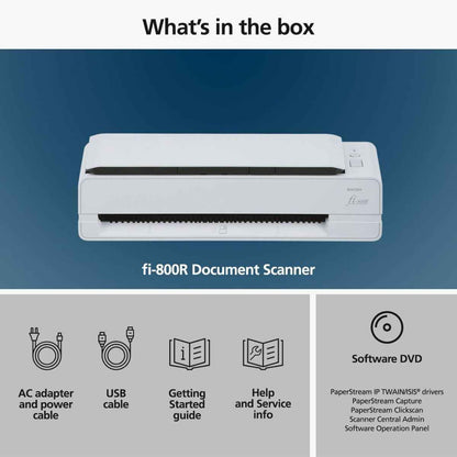 Ricoh fi-800R Ultra-Compact, Color Duplex Document Scanner with Dual Auto Document Feeders (ADF) | PA03795-B001