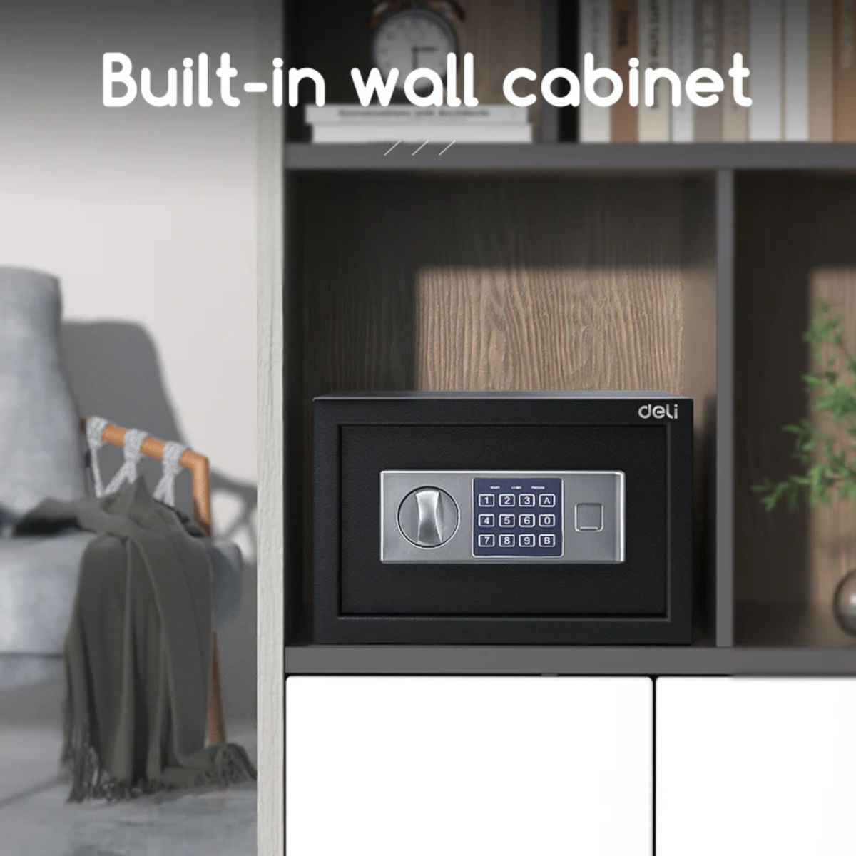 Deli T520 Fireproof Safe, Digital Safe Box with KeyT520 Full Metal Body 4.1kg (20x31x20cm) Black
