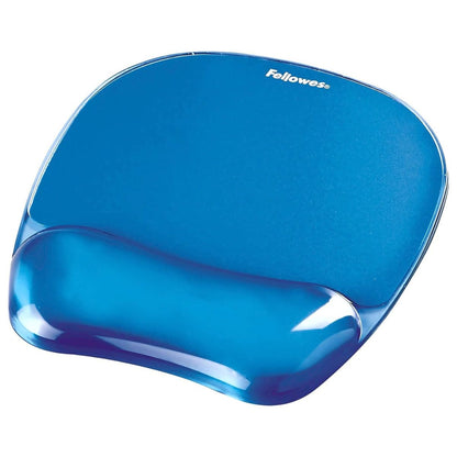 Fellowes Crystals Gel Mouse Pad with Wrist Support | Ergonomic Gel Wrist Rest | Non-Skid Base | Optical & Laser Mouse Compatible | Blue | 91141