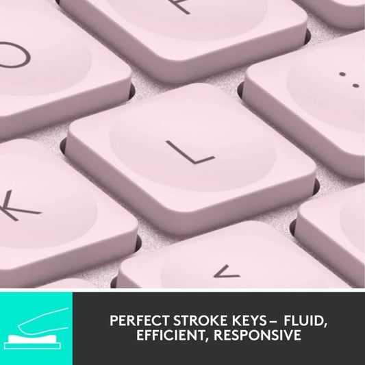 Logitech MX Keys Mini Wireless Illuminated Keyboard | Bluetooth | USB-C Rechargeable | US International QWERTY | Rose Pink | 920-010500 | Working Unit