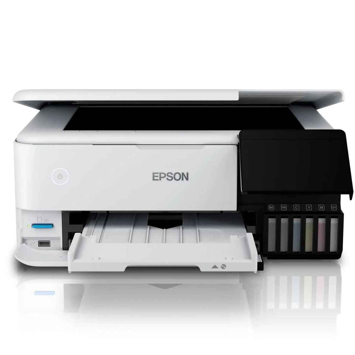 Epson EcoTank L8160 3-in-1 A4 Photo Printer, 6-Colour Claria ET Ink, Print/Scan/Copy, Duplex Printing, Wi-Fi, Ethernet, AirPrint, White | L8160