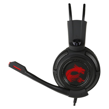 MSI DS502 Enhanced Virtual 7.1 Gaming Headset | 40mm Drivers | Vibration System | LED Lighting | Adjustable Microphone | Black/Red | S37-2100911-SV1