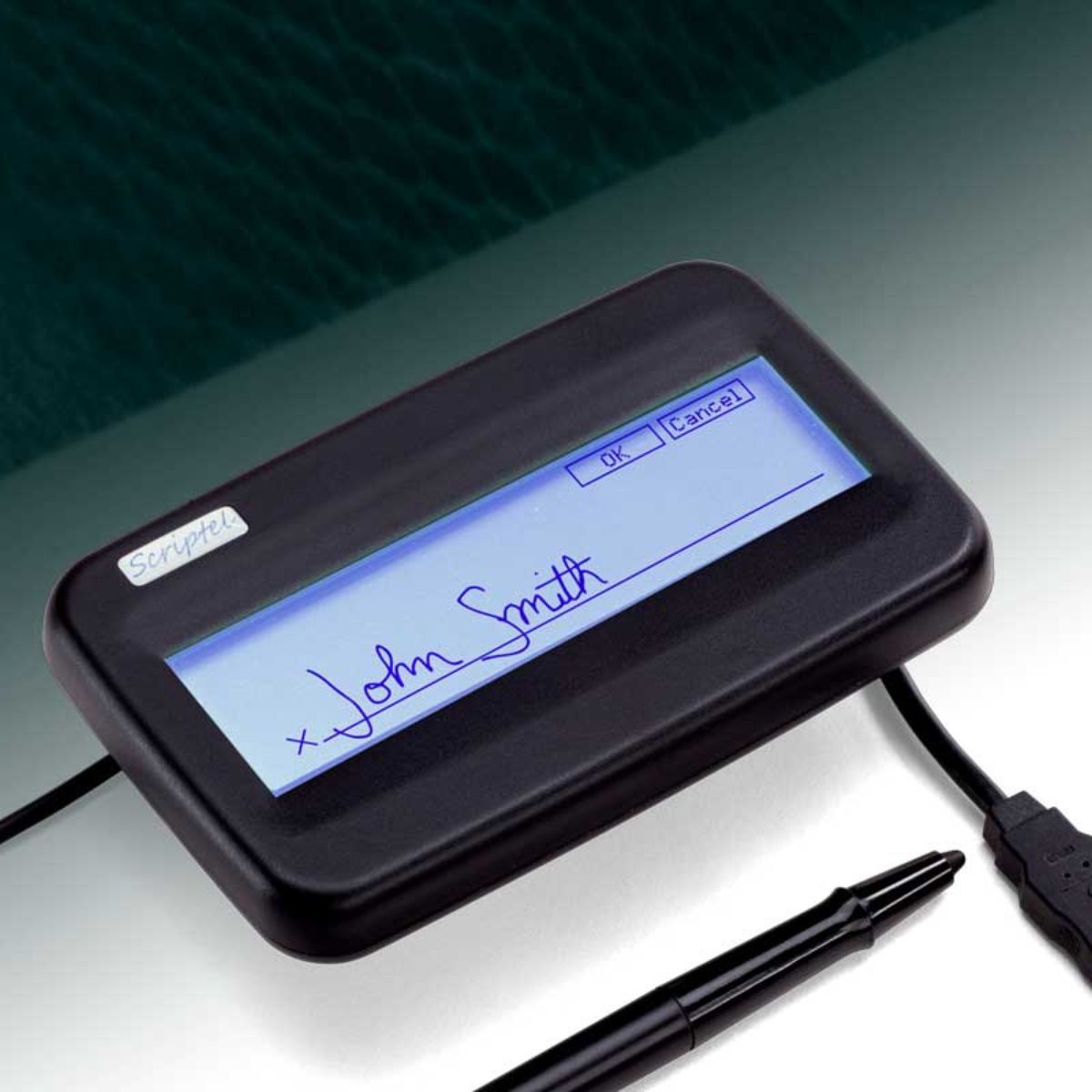 Scriptel ST1570-6FT ProScript LCD Backlit Signature Capture Pad – 1x5 Display, Electronic Signature Input, Compact Business Signing Solution