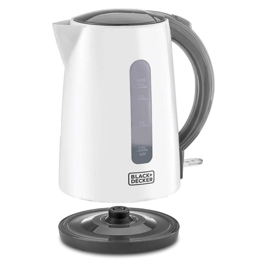 BLACK+DECKER Cordless Electric Kettle, 2200W, 1.7L Capacity, Quick Boiling, Lightweight Design, 360° Swivel Base, Auto Shut-Off, Boil-Dry Protection, Concealed Heating Plate, White - JC70-B5