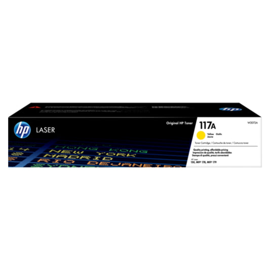 HP 117A Original Laser Toner Cartridge — Standard-Capacity Color & Mono Toners (Yellow-W2072A • Magenta-W2073A• Cyan-W2071A • Black-W2070A)