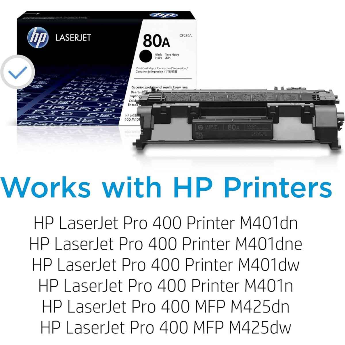 HP 80A Black Original LaserJet Toner Cartridge – CF280A, Genuine HP Toner, Approx. 2,700 Pages, Professional Black Printing, Black