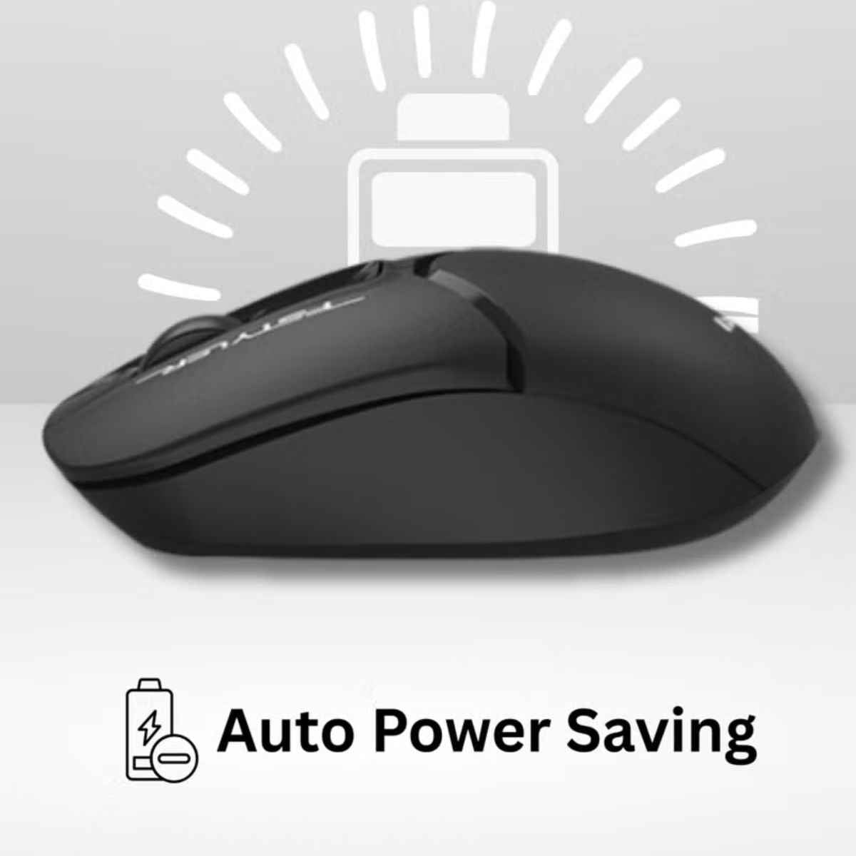 A4Tech FB12S Dual Mode Wireless & Bluetooth Mouse – Silent Click, 1200 DPI, USB Nano Receiver, Black