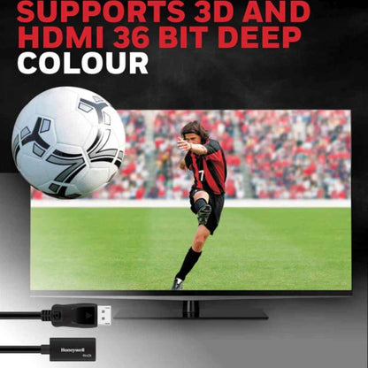 Honeywell Display Port to HDMI Adapter, 4K 3D Resolution with Surround Sound Audio Support, Male-Female Adapter, Compatible with LED Displays, Laptop, Gaming Console
