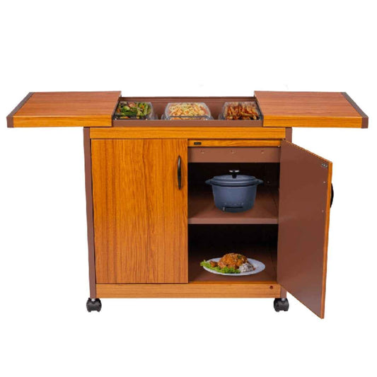 Wolf Power 3 Dish Food Warmer Trolley with Slide Cover – Golden Oak | Model WPS6232GO