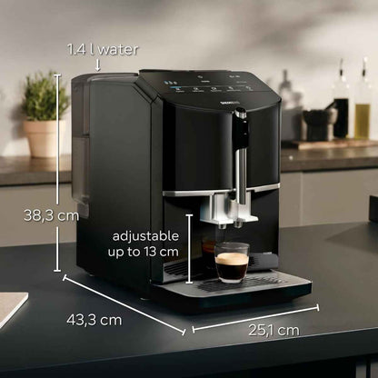 Siemens EQ300 TF301G19 Bean-to-Cup Coffee Machine – Piano Black