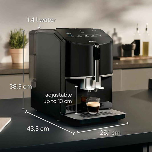 Siemens EQ300 TF301G19 Bean-to-Cup Coffee Machine – Piano Black