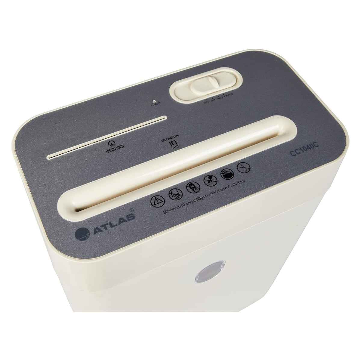 Atlas CC1040C Cross‑Cut Shredder – 10‑Sheet / 4 × 29 mm Security