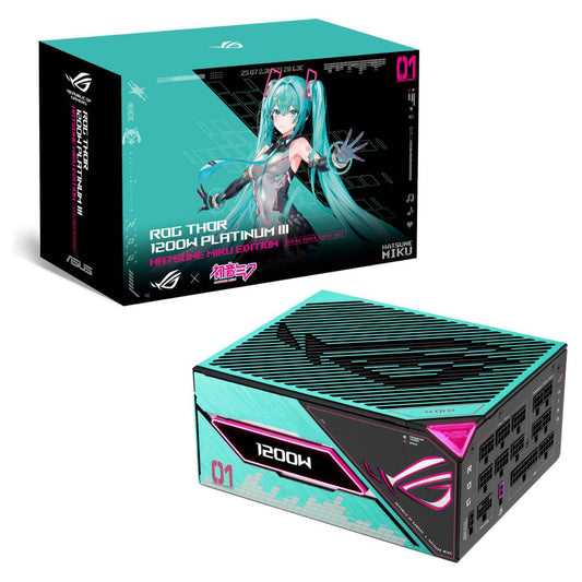 Asus ROG Thor 1200W Platinum III Hatsune Miku Edition Power Supply, 80 PLUS Platinum Efficiency, Active PFC, ATX 3.1 Standard, Cybenetics Lambda A++ Certification