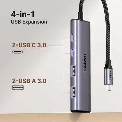 UGREEN USB-C to 2×USB-A + 2×USB-C Hub | 4-Port USB Expansion Hub