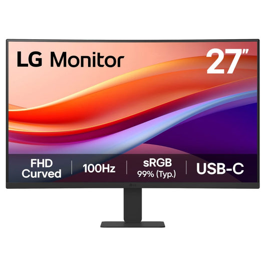 LG 27U421A Curved Monitor, 27" VA Display, FHD Resolution, 100Hz Refresh Rate, 5ms (GtG at Faster) Response Time, 1500R Curvature, Flicker Safe, Black Stabilizer, Dynamic Action Sync, Black