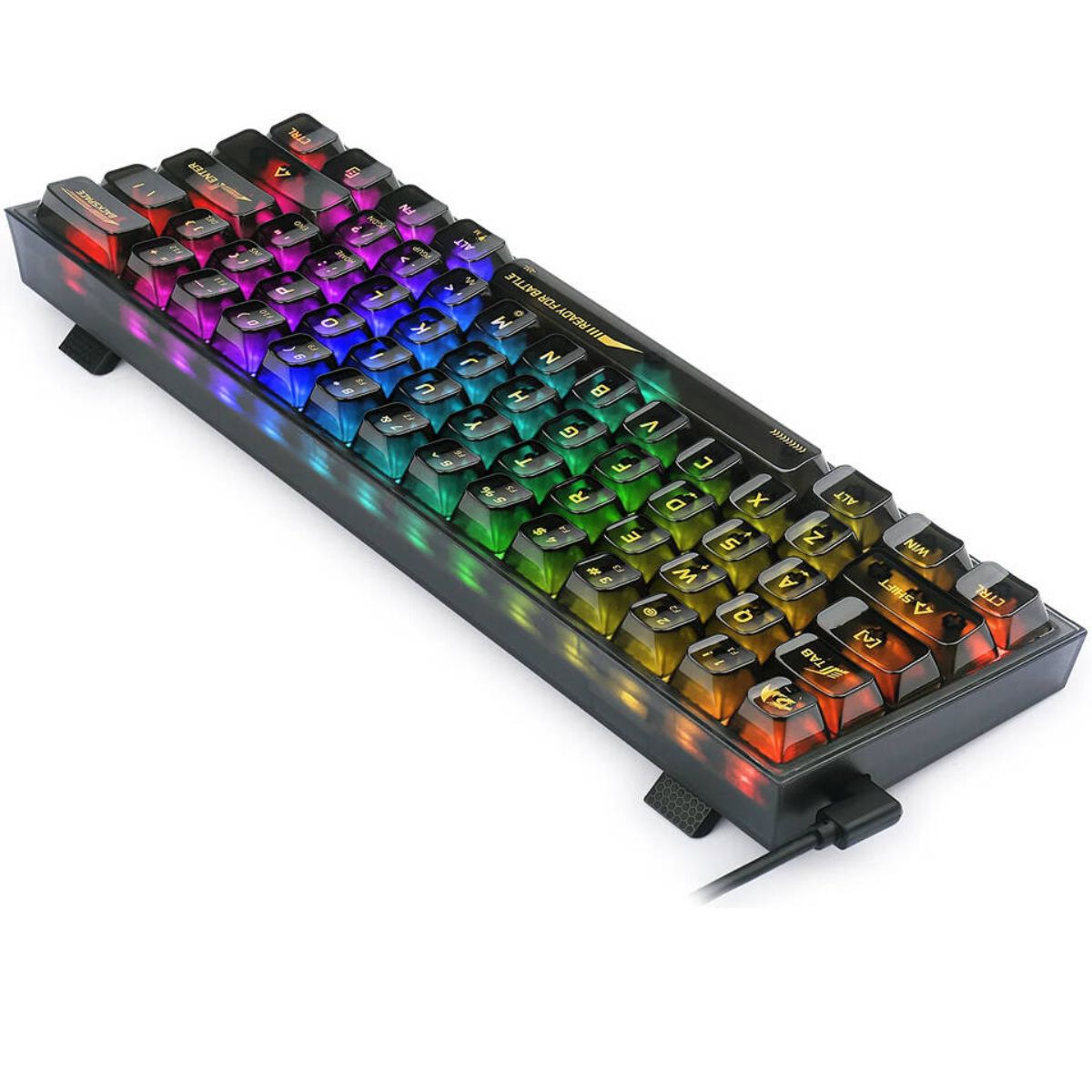 Redragon FIZZ K617CTB-RGB 60% Wired Mechanical Gaming Keyboard, 61 Keys, Full-Transparent Design, RGB Backlighting, Linear Switches, Hot-Swappable, Pro Software, Black | K617CTB-RGB