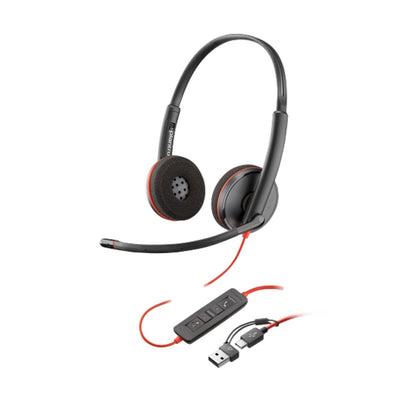 Poly Blackwire C3225 Wired USB-C Office Headset, Stereo Headband Design, Noise-Canceling Boom Microphone, USB Type-C Connectivity, Black | 8X229A6