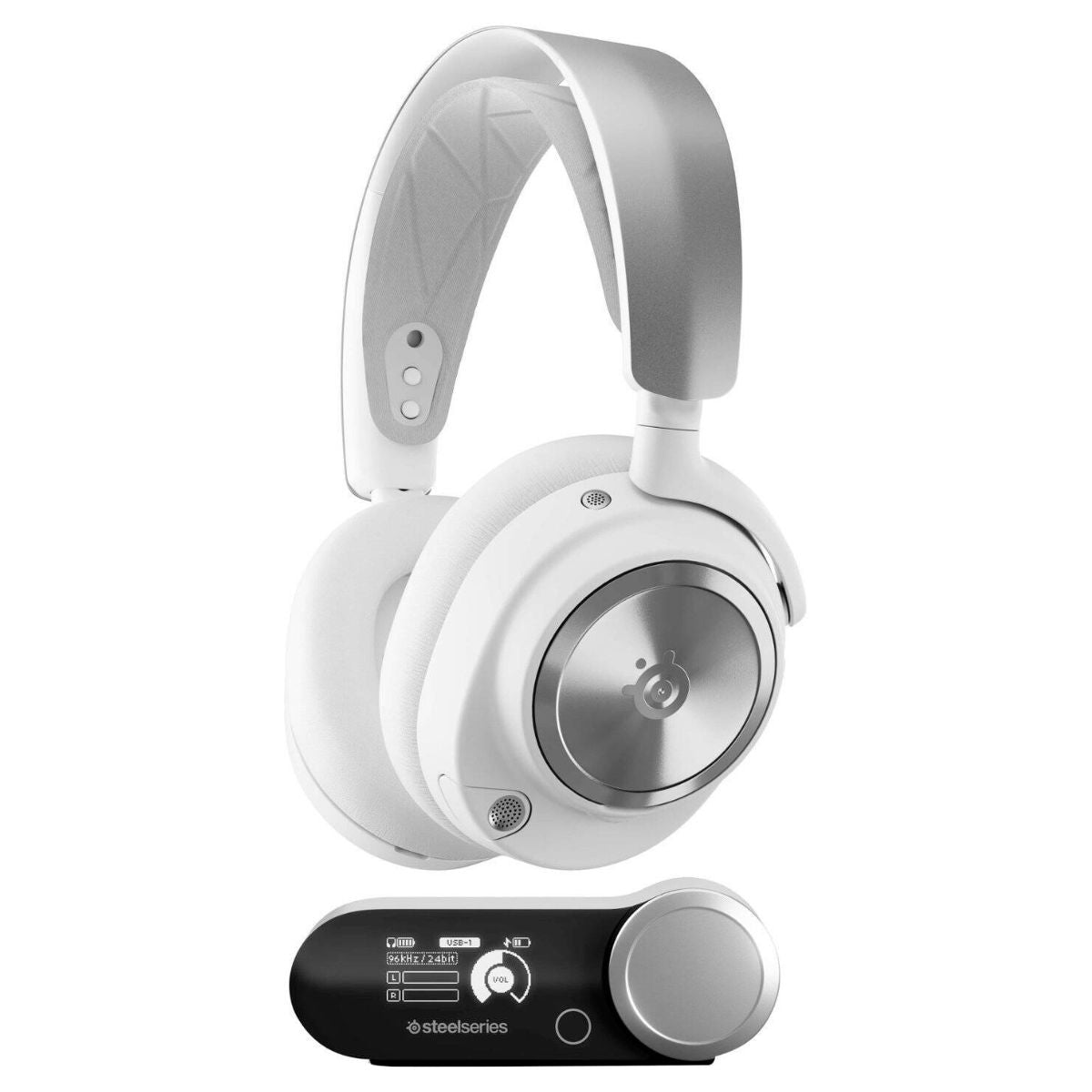 SteelSeries Arctis Nova Pro Wireless Gaming Headset, Infinity Power System, Dual Audio Streams, Active Noise Cancellation, ClearCast Gen 2 Mic, Compatible with PS4 / PS5 / PC | Black, White | 61520, 61525
