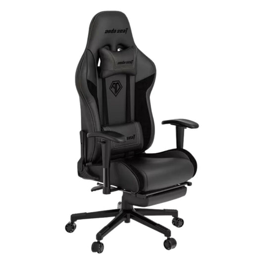 AndaSeat Jungle 2 Series Gaming Chair, Sturdy Retractable Footrest, Ergonomic Design, High-Quality PVC Leather, Lifetime Framework | Black