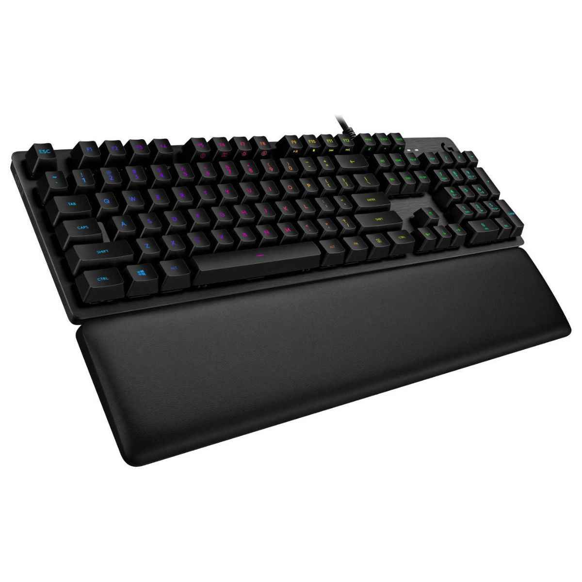 Logitech G513 Carbon Backlit Mechanical Gaming Keyboard, GX Blue Switch Clicky, 26-Key Rollover & Anti-Ghosting, Programmable Macros, Palm rest, USB Passthrough Connectivity, Black | 920-008934