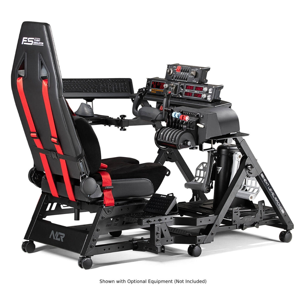 Next Level Racing Flight Seat Pro, 4ft-6ft 9" Supported Height, 150kg Supported Max Weight, Casters & Stationary Feet, Dense Foam Seat w/ Lumbar Cushion, Adjustable Mounting Plates, Black | NLR-S033