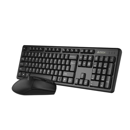 A4Tech 3330N / 3330NS 2.4GHz Wireless Keyboard & Mouse Combo – 1200 DPI, 12 Hotkeys, Silent Click Option, Black