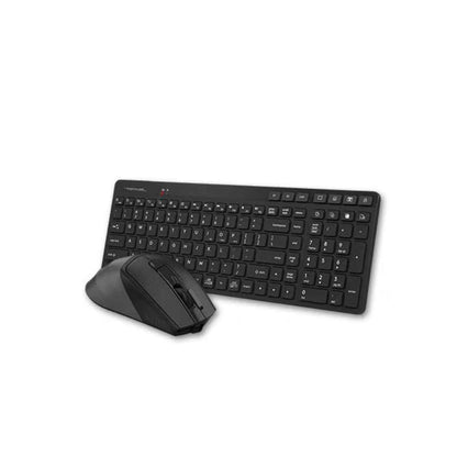 A4Tech Fstyler FB2800C Air2 Rechargeable Bluetooth & Wireless Keyboard Mouse Combo – QuietKey, Multi-Device, Type-C, Black