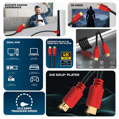 Honeywell High-Speed HDMI v1.4 Cable with Ethernet, 3 Mtr (9.84 ft), 10.2GBPS,Supports 3D/4Kx2K Ultra HD Resolution, for All HDMI- Enabled Devices