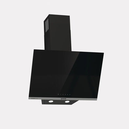 Gorenje WHI644EB Built-In Inclined Cooker Hood, 60cm, 637m³/h Extraction Rate, Touch Control, LED Lighting, Black Glass Finish